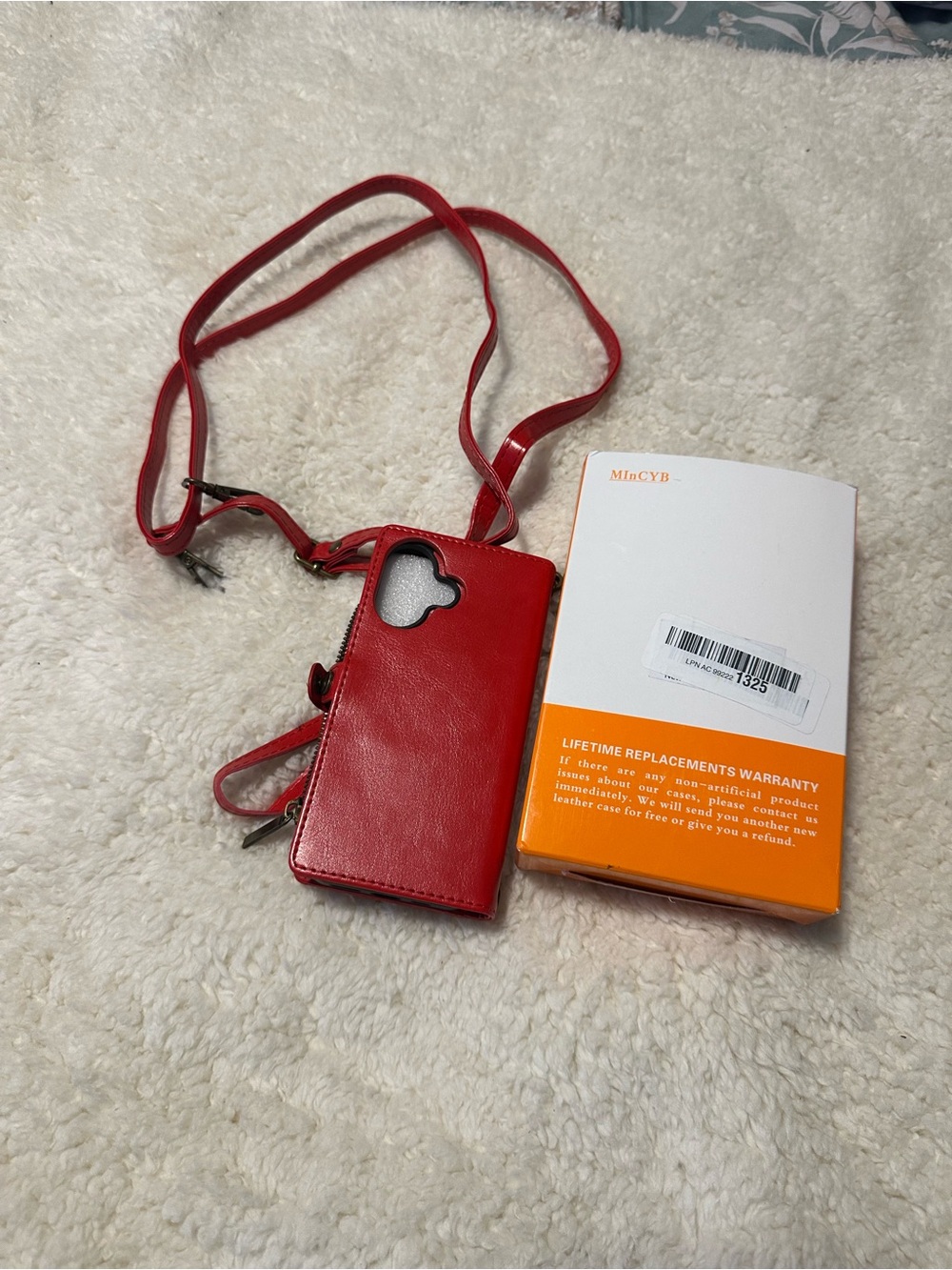 Red Crossbody Phone Wallet Case with Detachable Strap